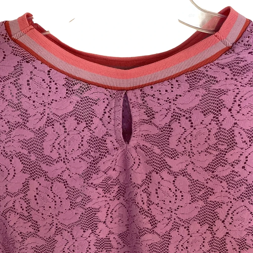 ASOS Maternity Lilac Lace Ruffle Sleeve Stripe Tipping T-Shirt Size 18 - Picture 10 of 13